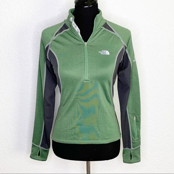 The North Face green gray Flight Series 1/4 zip pullover size Extra Small XS - Picture 1 of 14